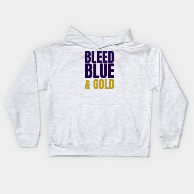 We Bleed Blue And Gold Kids Hoodie by HobbyAndArt